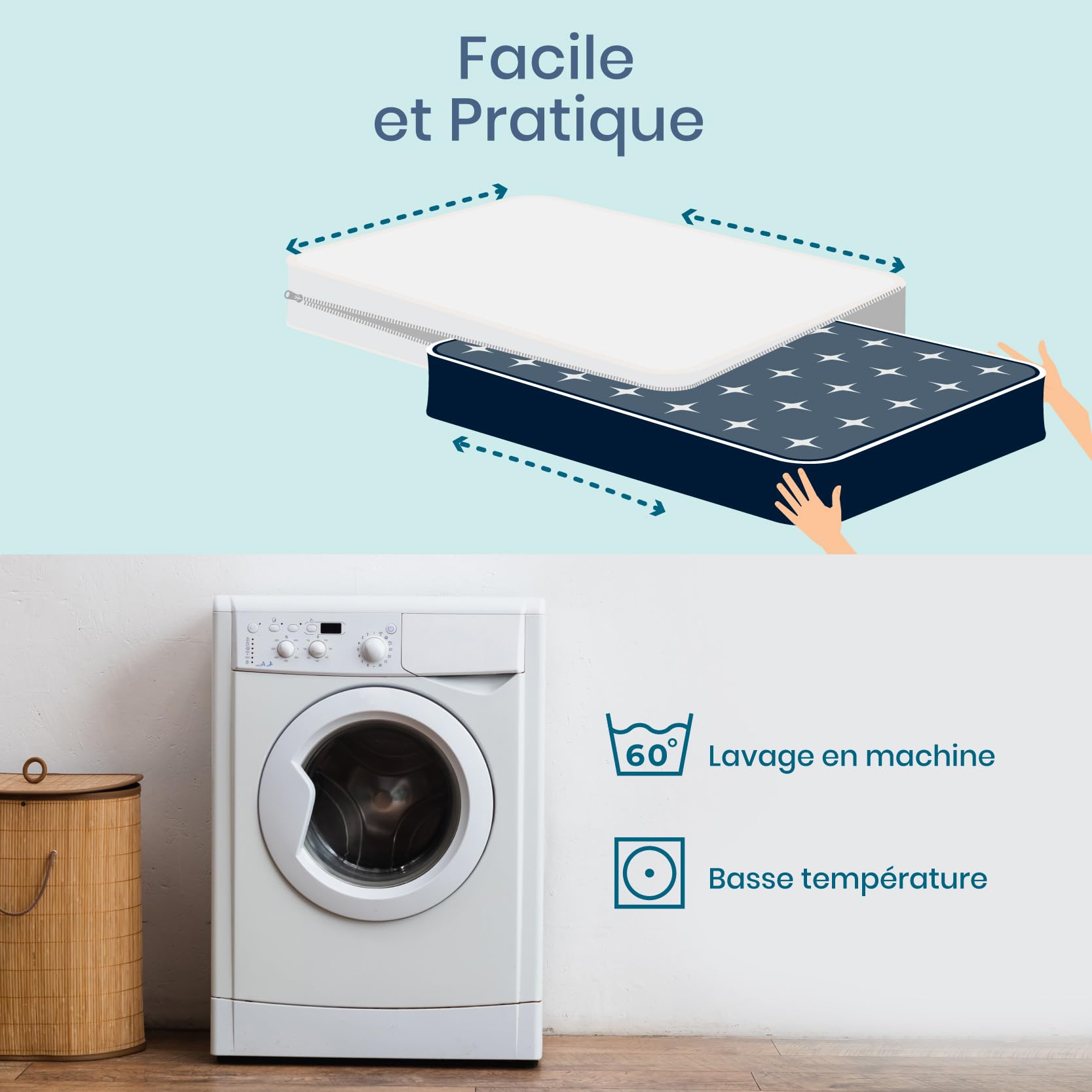 Twinzen - Housse Matelas 140 x 190 x 25 cm Anti-Acarien et Punaises de Lit - Housse de Matelas 140x190 cm avec Fermeture Éclair - Bi-Ome et Oeko-Tex