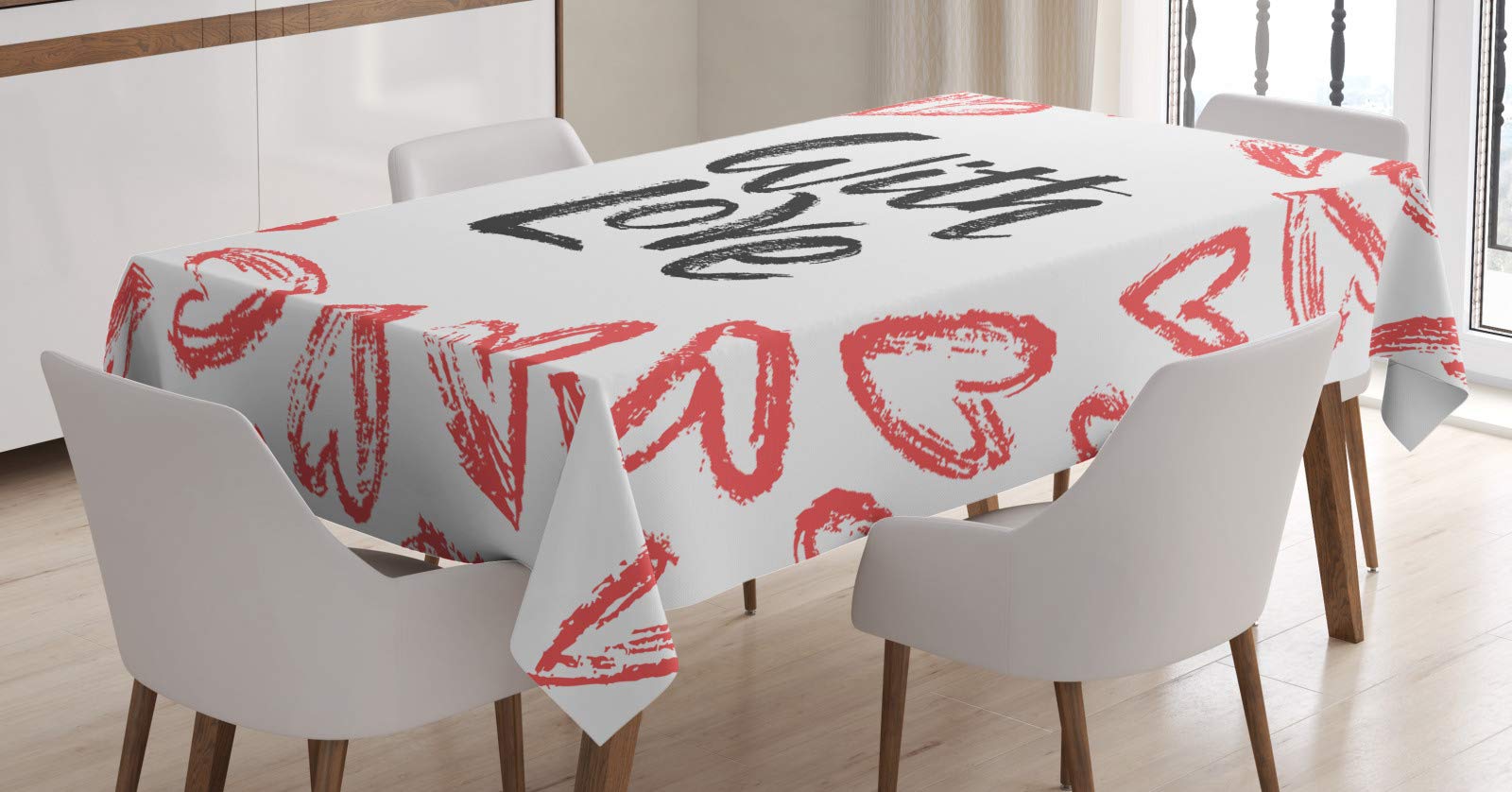 ABAKUHAUS Tovaglia Rettangolare 140x200 Cm Con Cuori Retro - Impermeabile E Antimacchia Per Cucina E Sala Da Pranzo