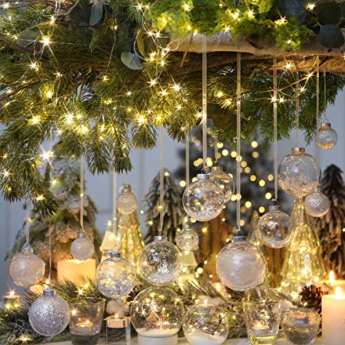 Sea Team Shatterproof Clear Plastic Christmas Ball Ornaments Decorative Xmas Balls Baubles Set with Stuffed Delicate Decorations (50 mm/1.97"/30-Pack, White) - Thumbnail 4
