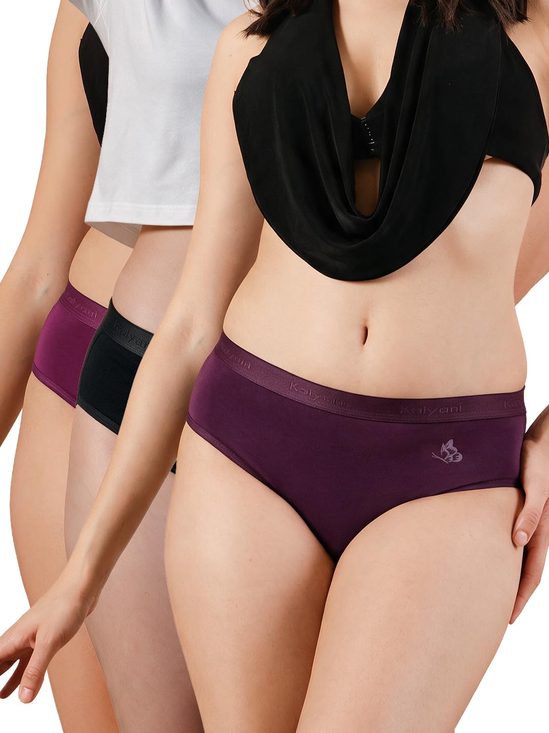 kalyani Sensa Women Bikini Style Outer Elastic Low Waist Panties | Pack of 3-picture-29