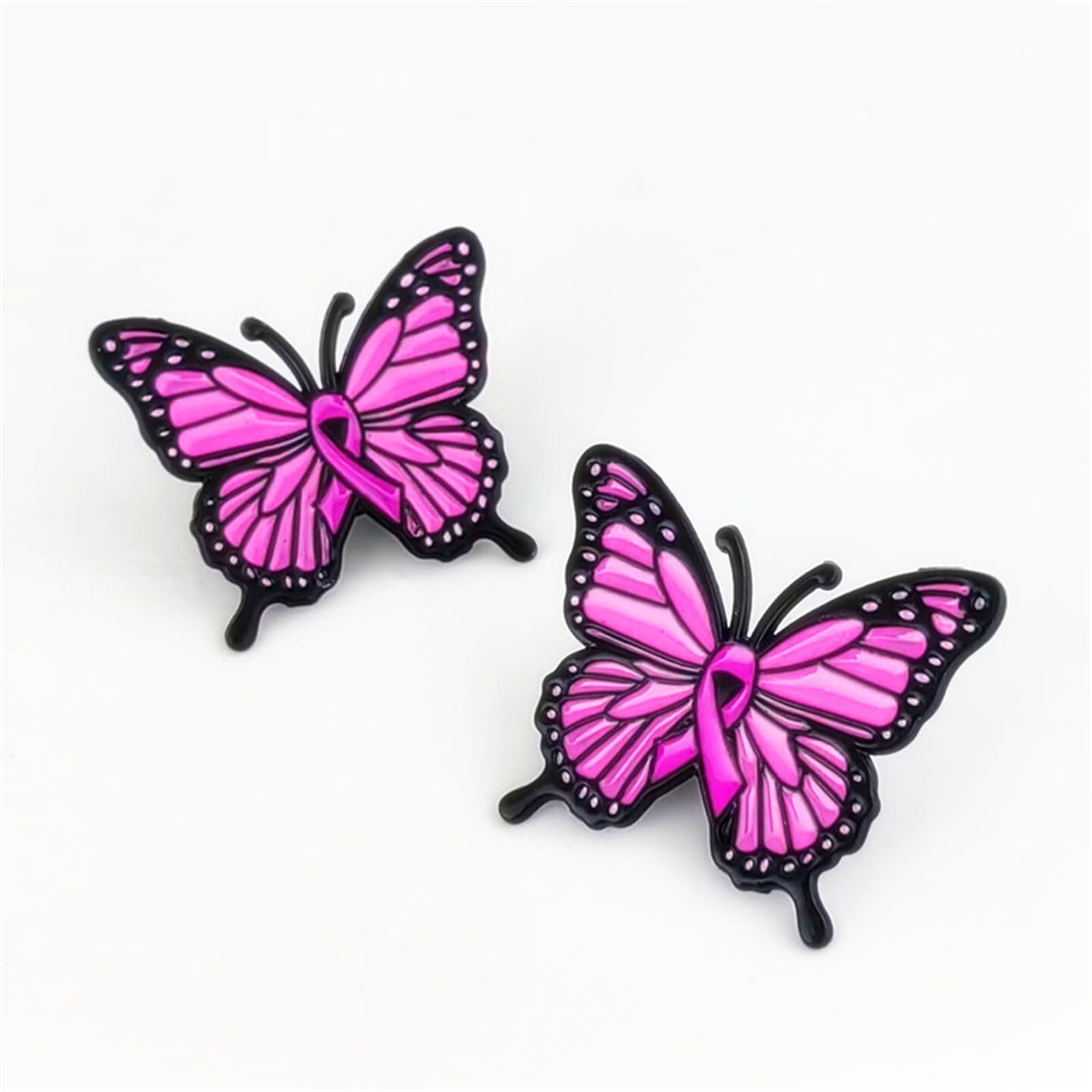 Elegante broche de mariposa de aleación Zn para educación sobre el cáncer de mama con imperdible de mariposa