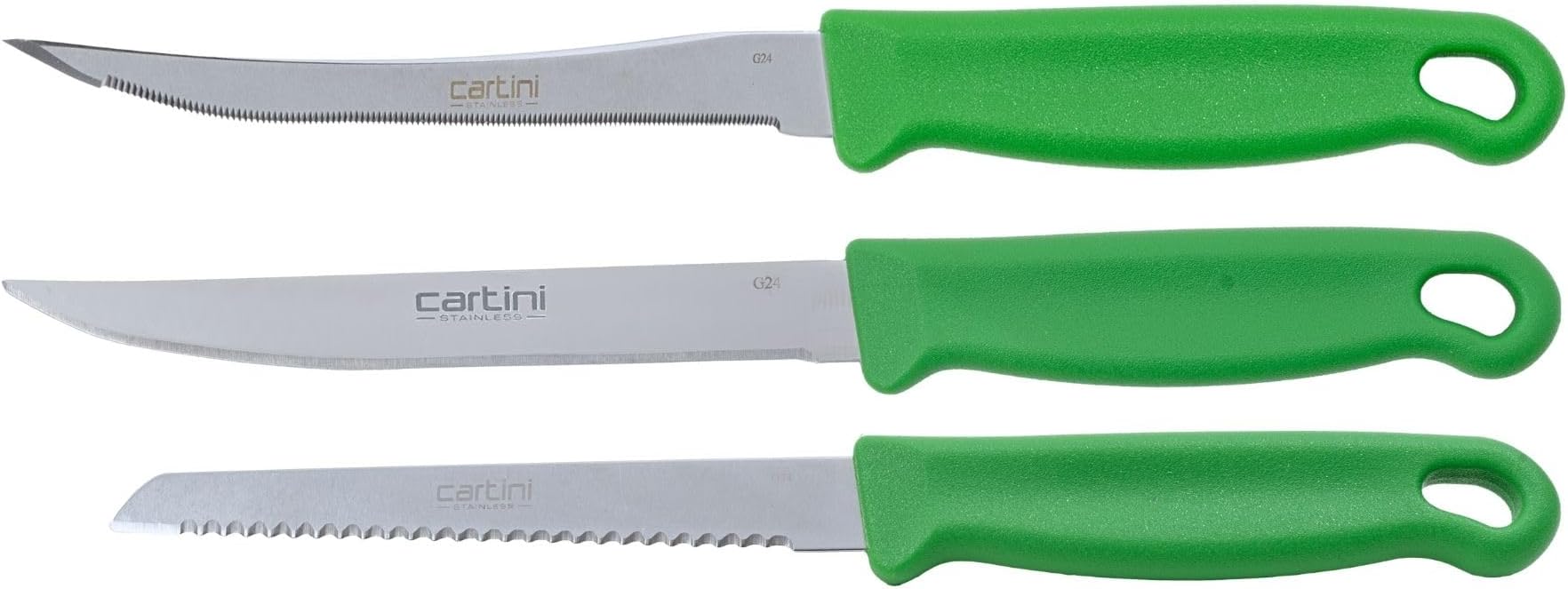 Godrej Cartini Kitchen Knife Set of 3 | Classic Dicing | Classic Tomato | Classic Vegetable | SS420 Blade | for Cutting, Dicing, Slicing Vegetables, Tomatoes, Fruits | Serrated | 1 Year Warranty