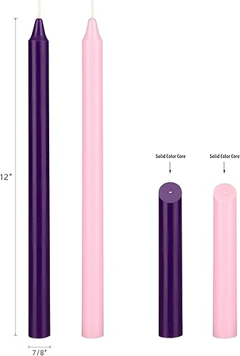 Miniatura 10 de Mega Candles 4 velas cónicas de Adviento sin perfume, velas de cera vertidas a mano de 12 x 78 pulgadas, vacaciones, iglesia, devocional,