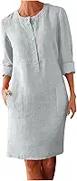 Vestido feminino de linho com gola redonda para mulheres, manga comprida, liso, outono, verão, 2024, moda Y2K