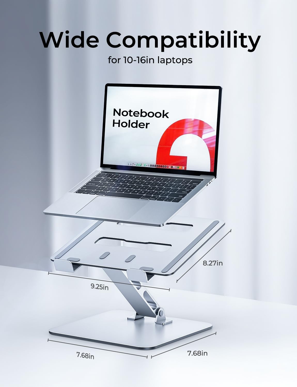 Soporte ergonómico ajustable para computadora portátil, soporte plegable para computadora, elevador de aluminio estable y soporte portátil compatible con MacBook Pro/Air, Dell, HP, de 10 a 16