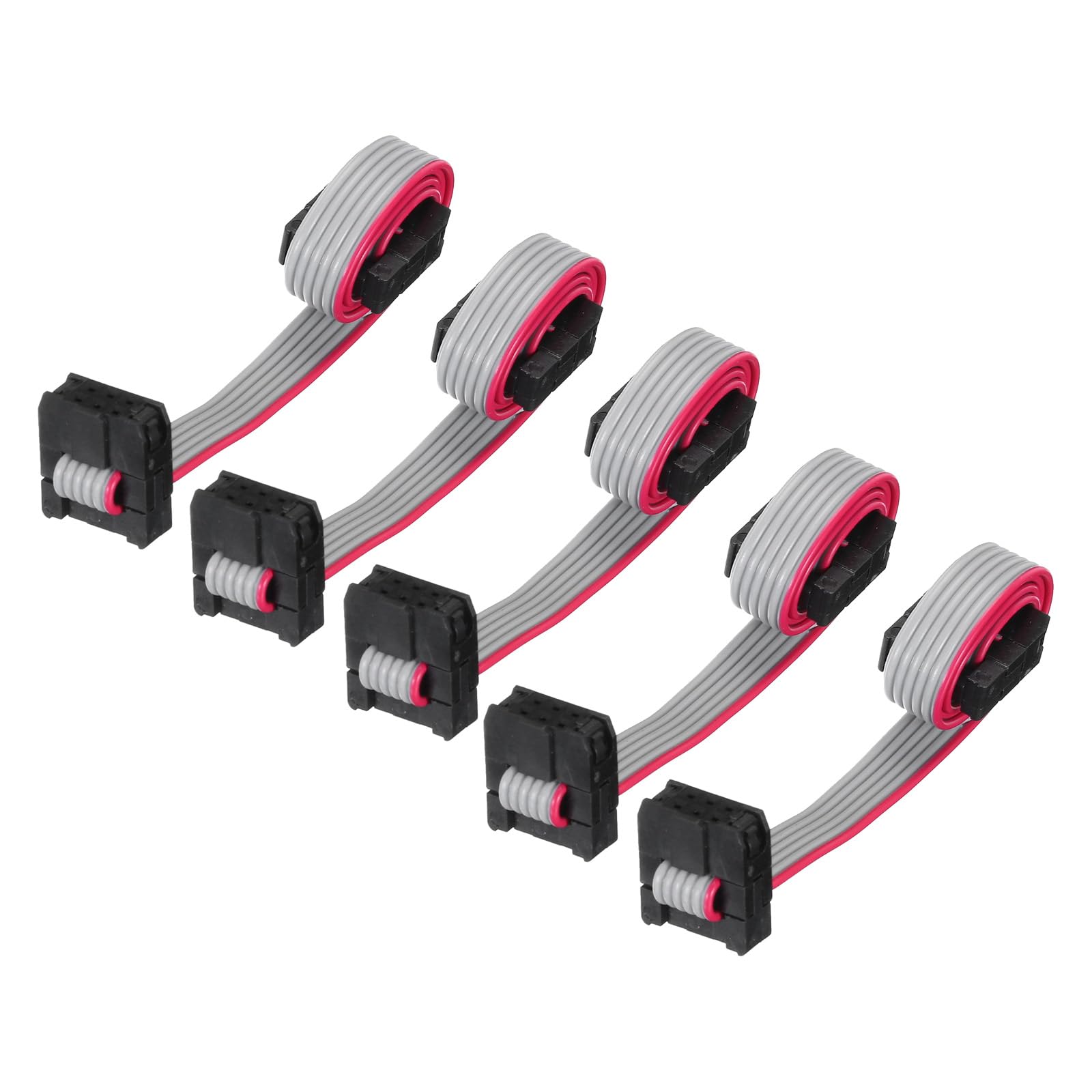 QUARKZMAN Cavo a Nastro Piatto Idc a 6 Pin, Passo 2.0 mm, connettore Fc a Fc, Lunghezza 20 cm, Filo Grigio per Computer, display Led, Dvd, confezione da 5 Pezzi