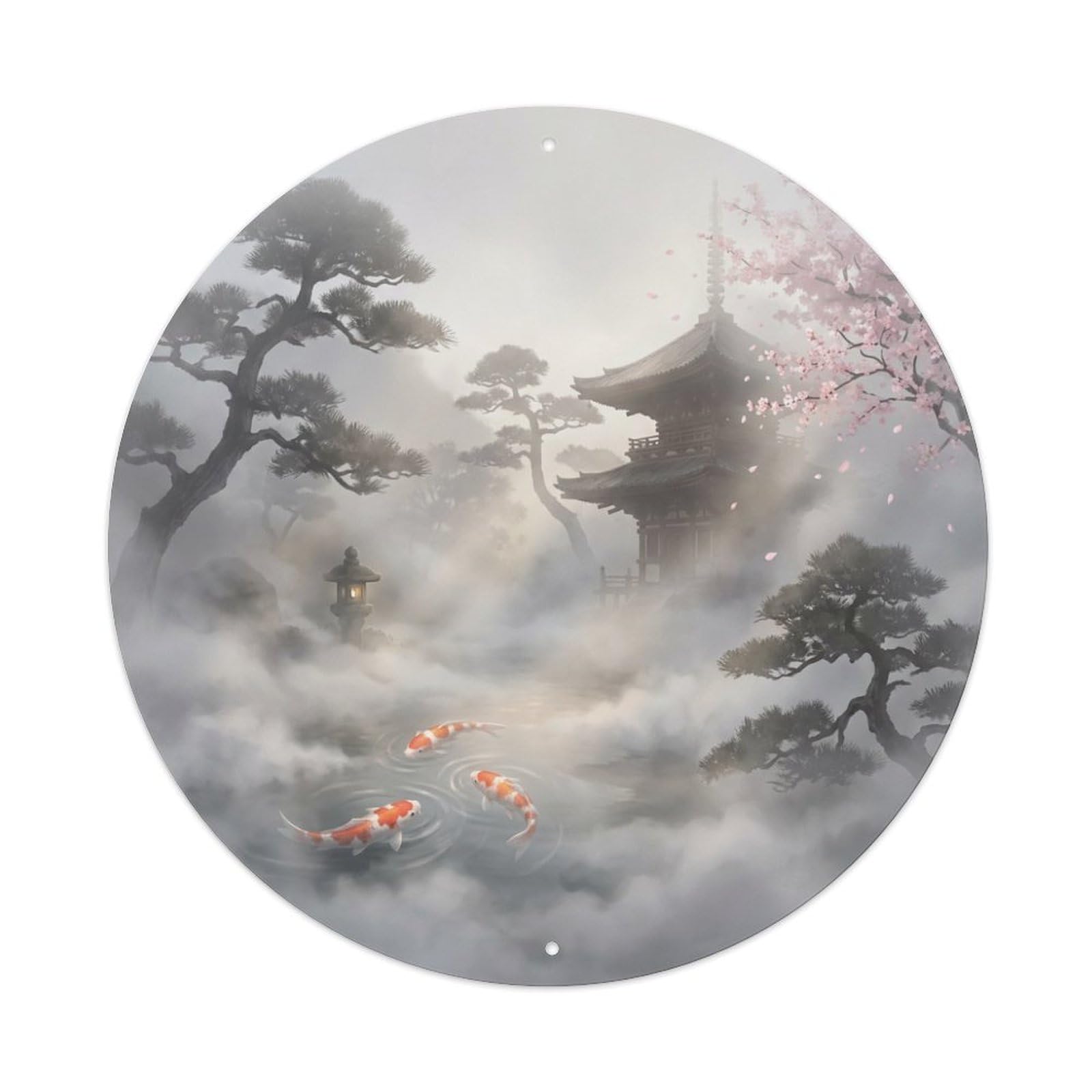 Tgrcjimh Style Metal Tin Sign Japanese Koi Fish Foggy Valley Mystery Deep