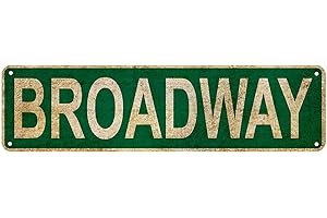 LXB Broadway Decor - Vintage Broadway Street Tin Sign (4" x 16") in Green