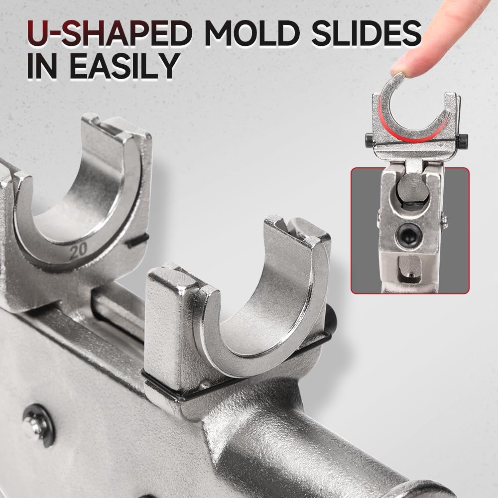 iCrimp SL-1225 PEX Pipe Crimpadora, herramienta deslizante axial e insertos (12, 16, 20, 25 mm) Alicates de prensa, herramienta de prensa axial para tubo PEX