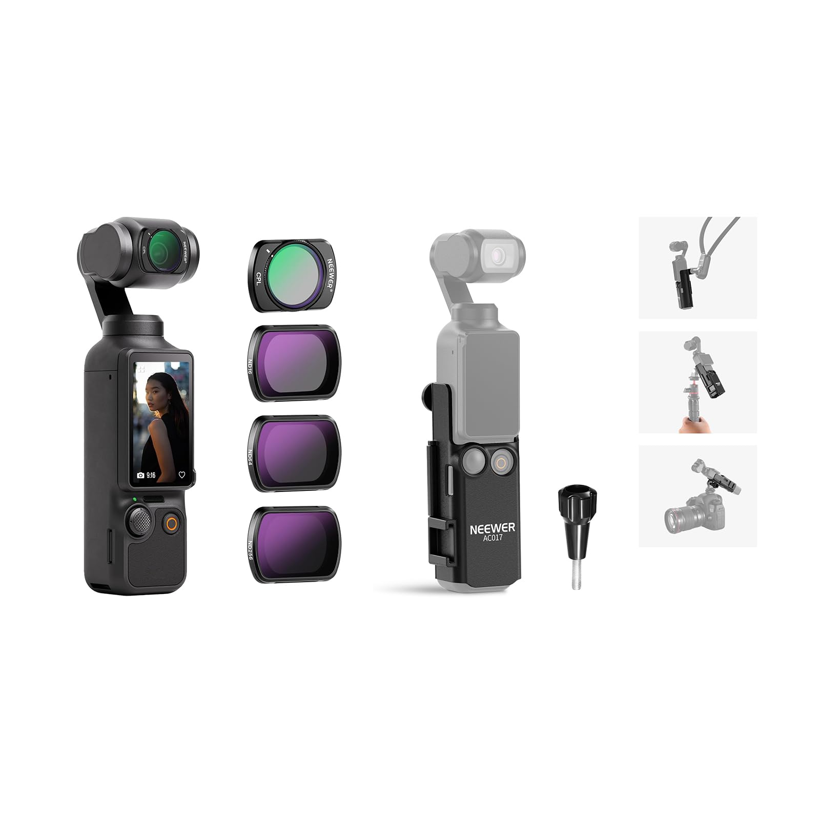 NEEWER - Kit Filtres HD Pour DJI Osmo Pocket 3 - CPL + ND16/ND64/ND256 - Magnétique - Verre Optique Multicouche