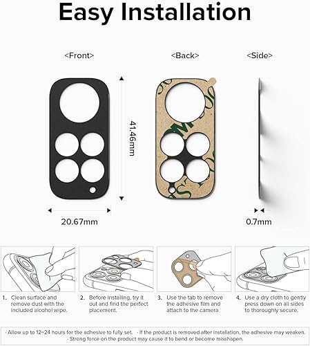 Miniatura 8 de Ringke Estilo de cámara compatible con Redmi Note 11, protector de borde de lente de cámara trasera, marco de aluminio resistente, cubierta adhesiva