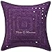 Funda de almohada de algodón con bordado indio morado hecha a mano, funda de cojín de espejo, funda decorativa para sofá boho chic