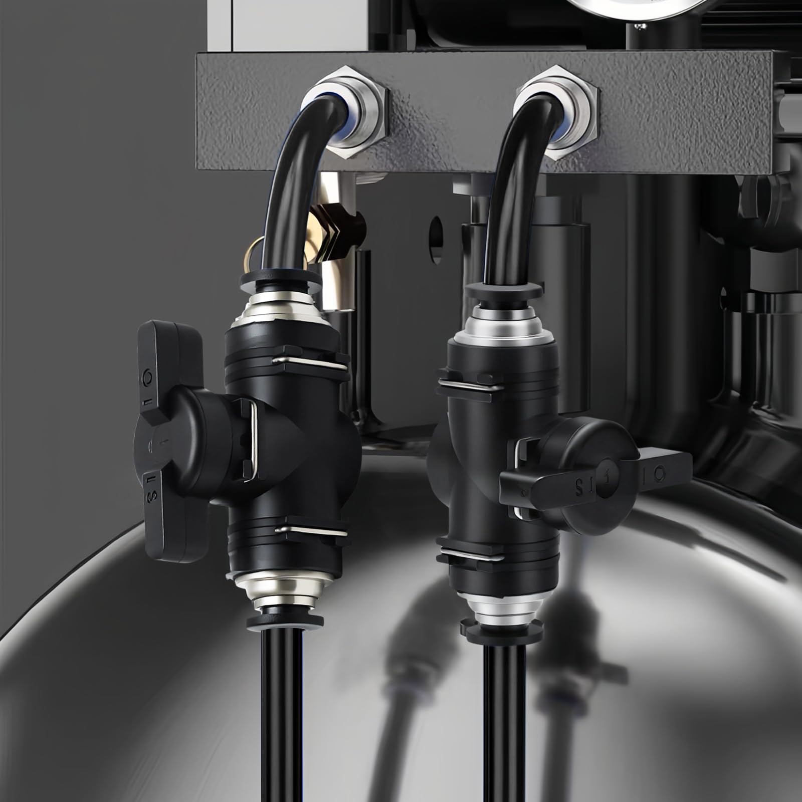 3 PCS Connettori Pneumatici 6mm Neri, Valvola di Regolazione del Flusso D'aria con Attacco Rapido Rubinetto a Sfera Pneumatico con Rubinetto di Chiusura per Officine Domestiche,Automobili,Industria