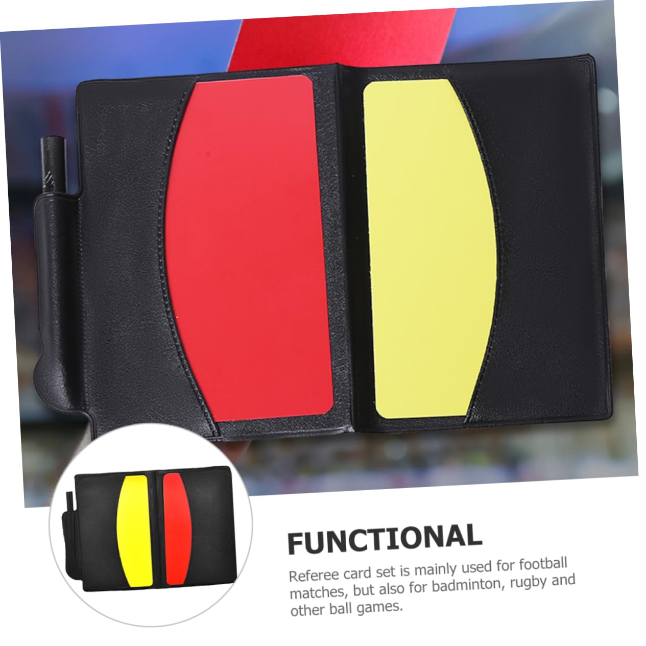 Mikikit 4sets Standard Referee Card Soccer Cards with Whistle Multi-Function Kit for Football Basketball and Sports Practice Convenient Wallet Design