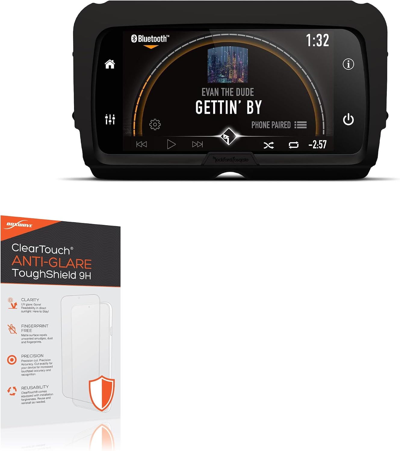 BoxWave Screen Protector Compatible with Rockford Fosgate PMX-HD14 - ClearTouch Anti-Glare ToughShield 9H (2-Pack), Anti-Glare 9H Tough Flexible Film Screen Protector