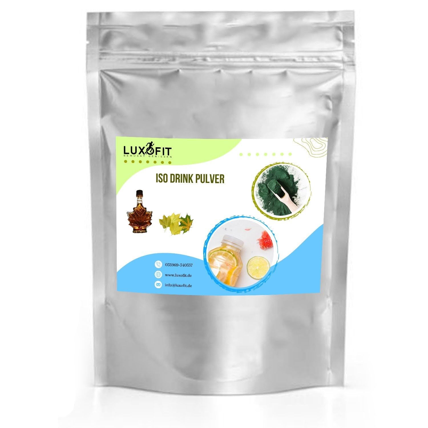 Luxofit Ahornsirup Isotonisches Getränkepulver, Iso-Shake, Verschiedene Größen, schnelle Zubereitung, Natürliche Farbstoffe, Elektrolytgetränk, für Ausdauersportler (10 Kg)