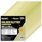 Golden Glitter Cardstock Paper, 15 Sheets 12' x 12' 300gsm/110Ib Square Colored Card Paper for Crafts DIY Projects Card Making Birthday Wedding Decoration UAP21GD15