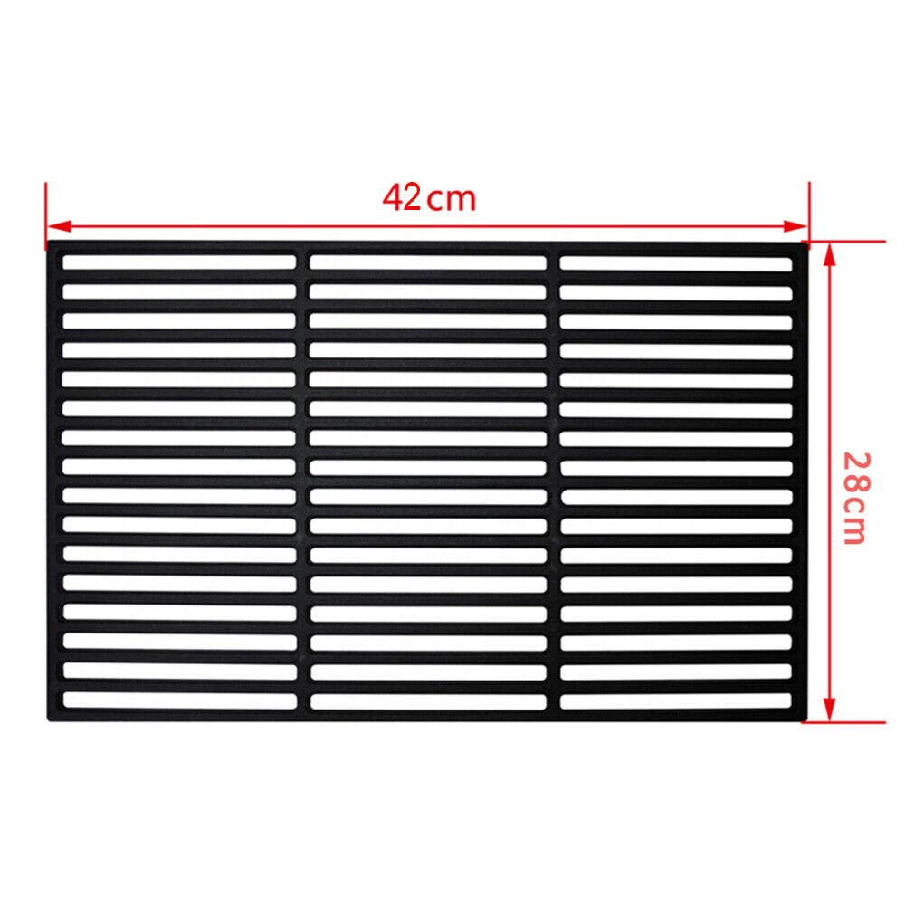 Herrselsam Griglia in ghisa smaltata, 42 x 28 cm, griglia rettangolare in ghisa smaltata, accessorio per barbecue, barbecue a gas, barbecue a carbonella e molto altro ancora, per barbecue a gas,