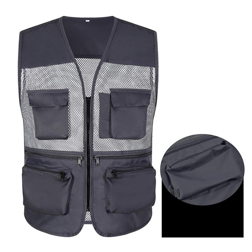 Mannen Vissen Vest Hesje Meerdere Zakken Mouwloos Top Voor Jacht Wandelen Gilet Vest M-4XL (Color : Green, Size : L