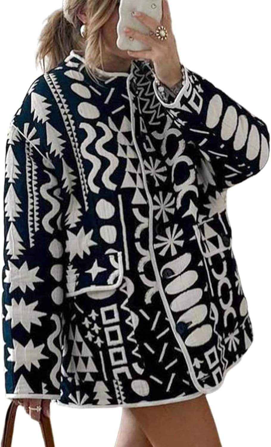 Trench-Coat matelassé à imprimé Floral écrasé pour Femme Veste rembourrée à imprimé Floral léger Veste Cardigan boutonnée Manteau d'hiver