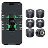 B-Qtech Tire Pressure Monitoring System with 6 External Sensors, Wireless TPMS for Car Truck RV Motorcycle, 6 Alert Modes Support iOS & Android, Real-time Display Pressure/Temp