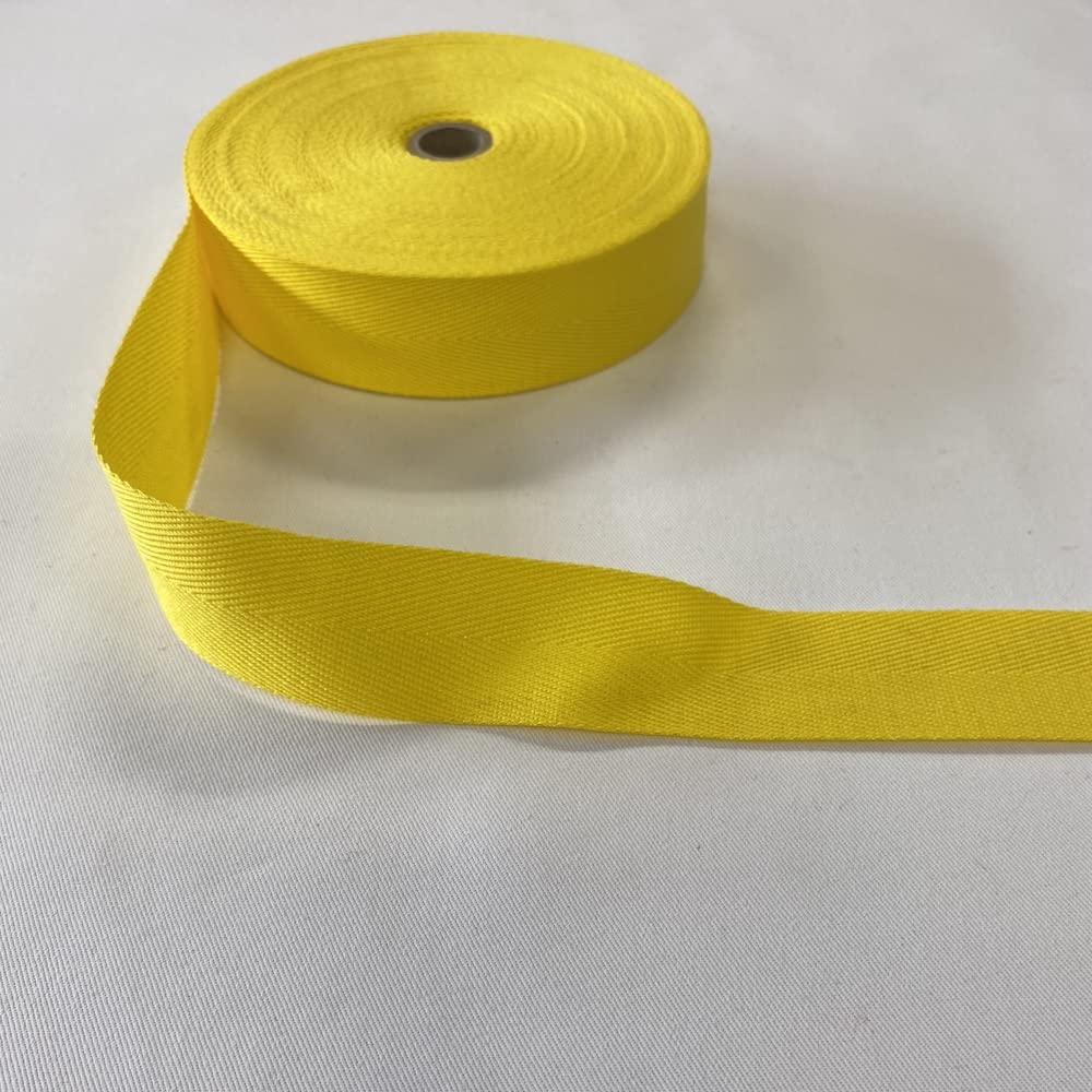 38mm Acrylic Herringbone Webbing Tape (Per Metre) (Yellow)