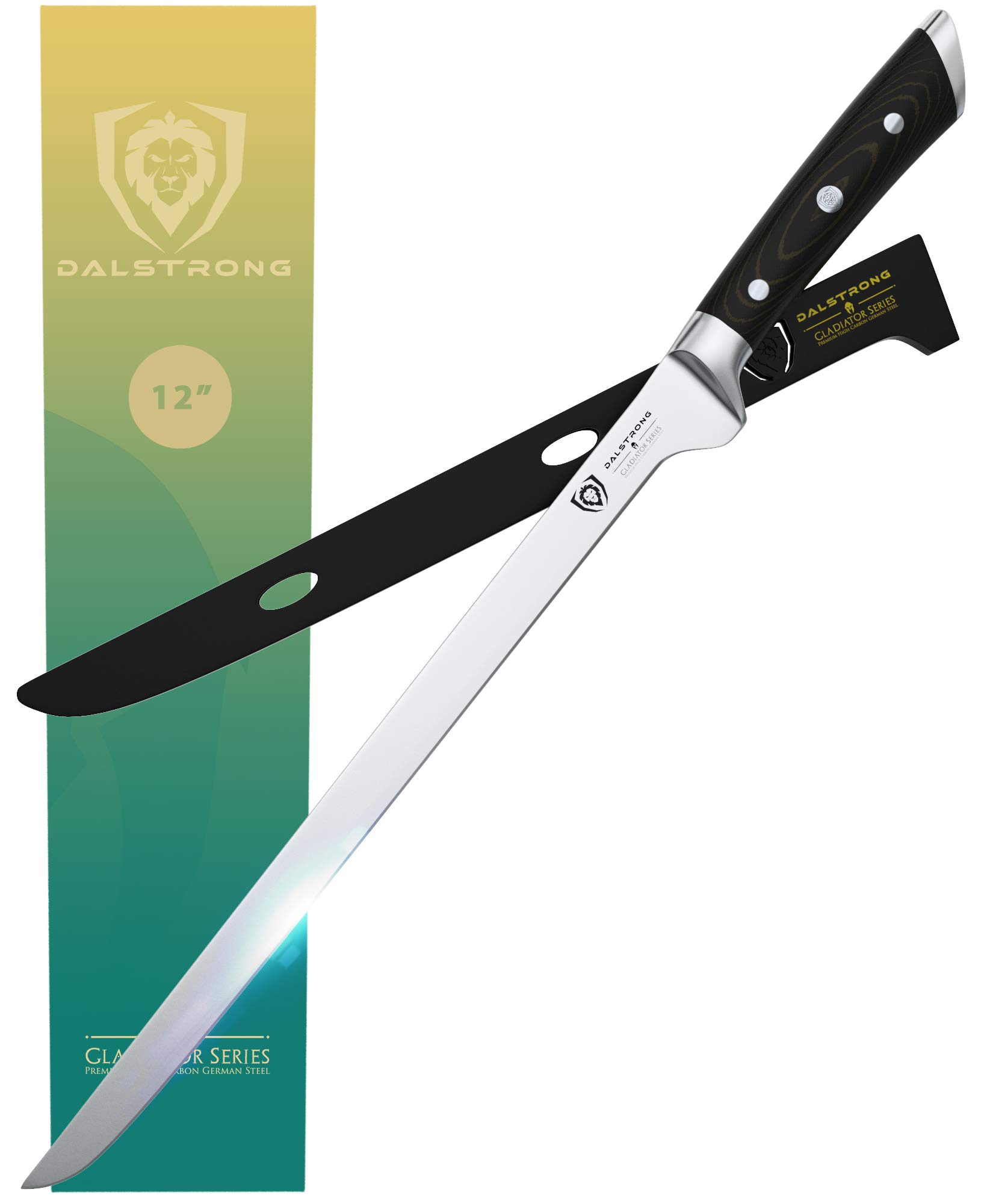 DALSTRONGSpanish Style Meat & Ham Slicer - 12" - Gladiator Series Elite - German HC Steel - w/Sheath - NSF Certified