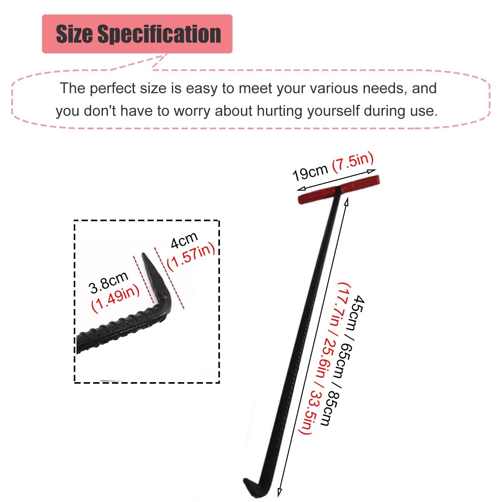 HDYZJQ 2/3/4/5/6 Pack T Style Manhole Hook Tool, 20 26 34