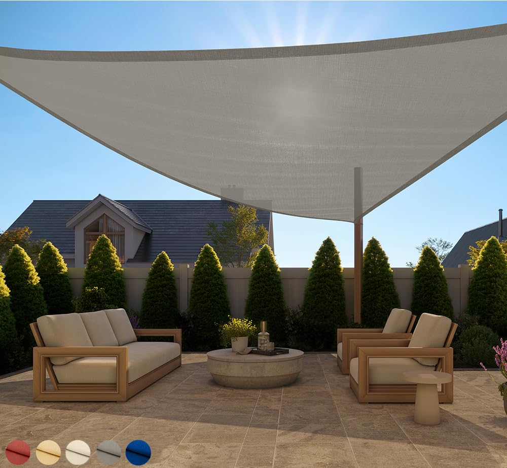 Photo 1 of GORILLA GRIP Heavy Duty Sun Shade, UV Protection Fade Tear and Rust Resistant Triangle Sunshade Canopy, Curved Edges Blocks Sunlight, Breathable Sail, Outdoor Patio, Lawn Garden, 16x16x16, Graphite