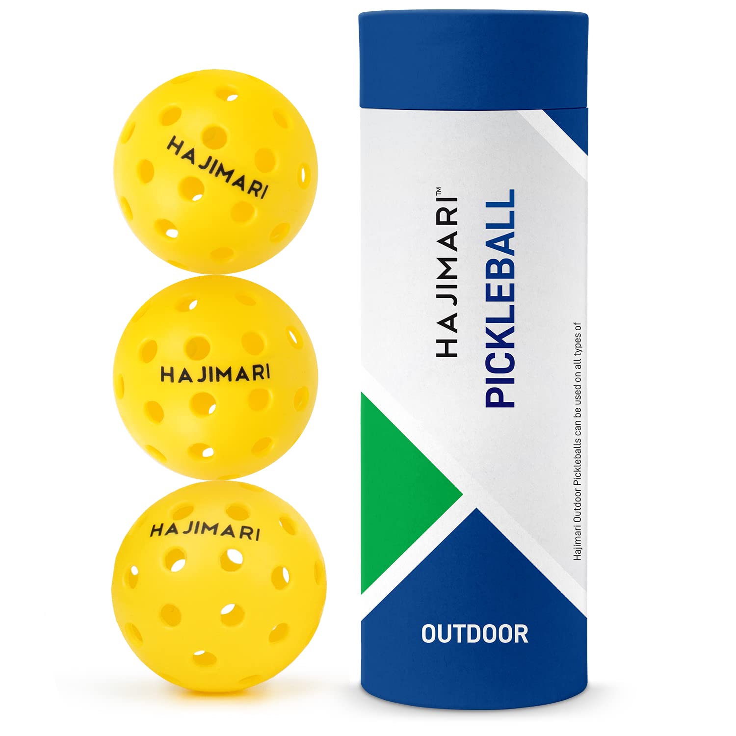 HAJIMARIOutdoor & Indoor Pickleball Balls - 3 Pack of 40-Hole Outdoor Pickleball Balls with Tube | USAPA Approved Pickleball Balls for Competitive Play | Official Pickleball Balls Size 74mm / 26g