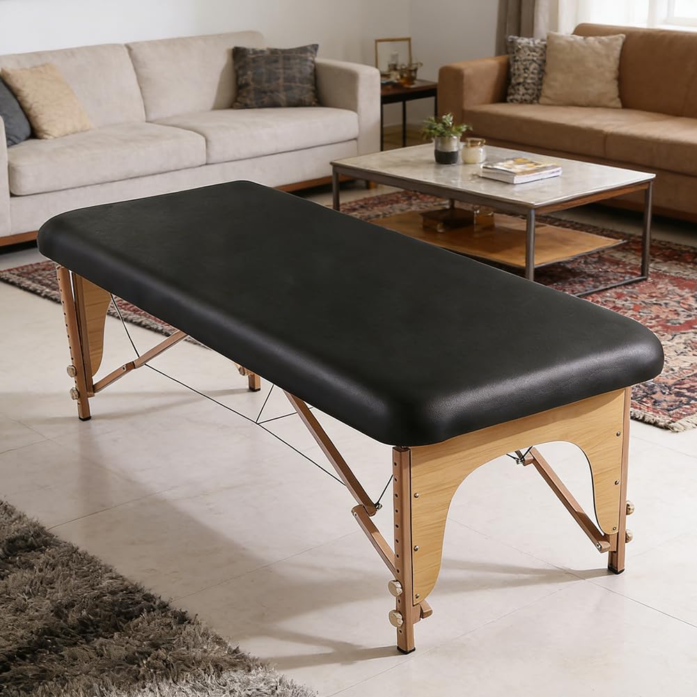 GORGECRAFT Housse de Table de Massage en Cuir PU Noir 1.95m x 90cm Imperméable Résistante à l'huile pour Spa Tatouage Épilation