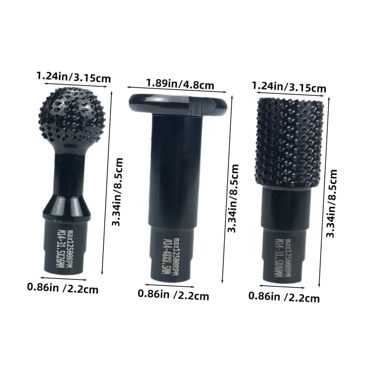Set Punte Fresatrici Rotanti M14 in Acciaio 45 per Smerigliatrice | Taglienti Frontali e Posteriori Inclinati, Nero, per Fori e Scanalature nel Legno