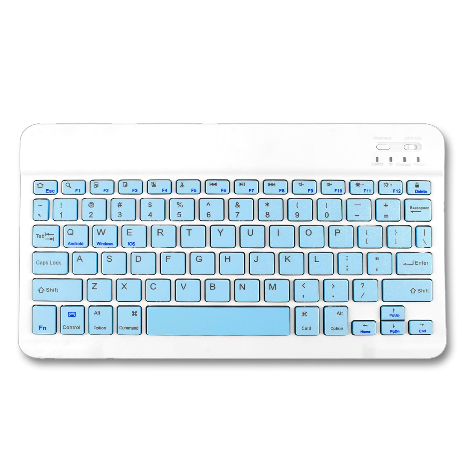Bluetooth Keyboard, Ultra-Slim Wireless Portable Quiet Keyboard UK Layout Built-in Rechargeable Battery Universal Compatible with iPad Mac iOS Android and Windows (Blue)