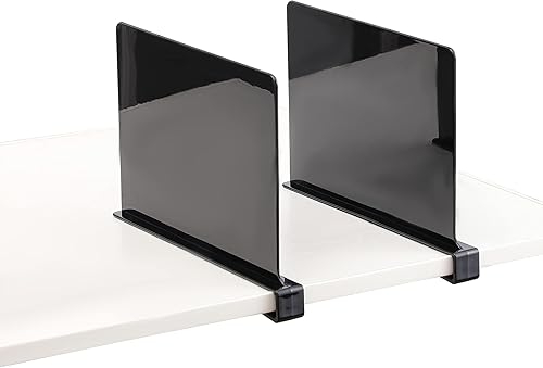 CY craft Divisores de estantes acrílicos para armarios, separadores de estantes de madera, 2 separadores de estantes negros, perfectos para