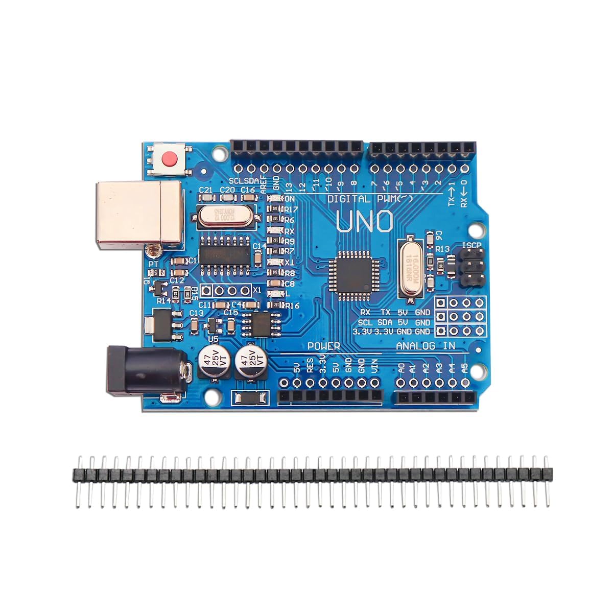 UNO R3 ATmega328P SMD Compatible Board with CH340G USB Driver 16MHz Clock 14 Digital IO Pins 6 Analog Inputs for DIY Electronics Prototyping Projects STEM Learning Kits-image-3