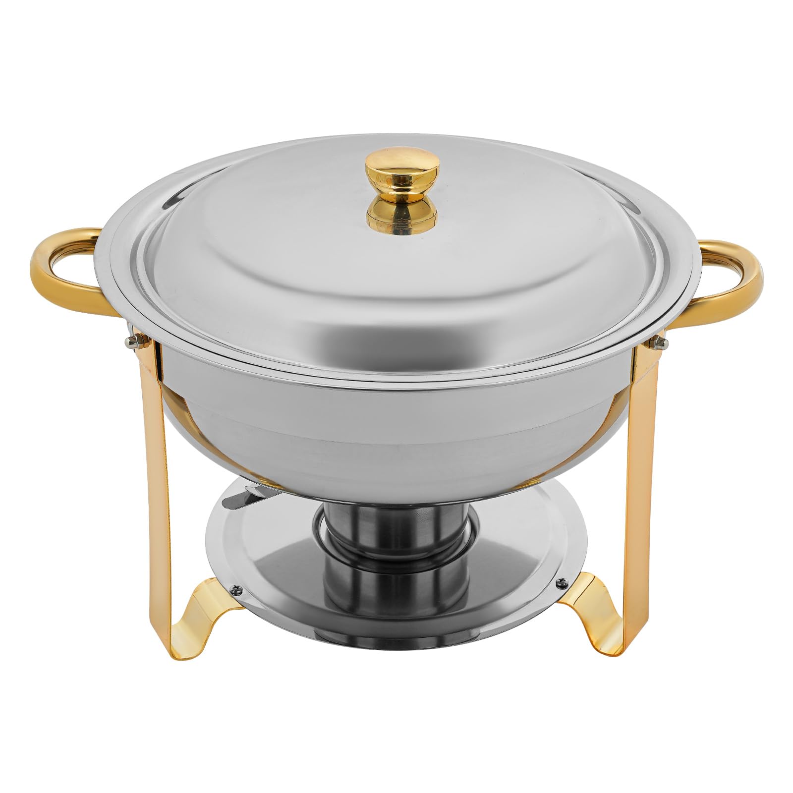 Juego de 4 calentadores de platos redondos con tapa, 4,5 L, acero inoxidable, para buffet