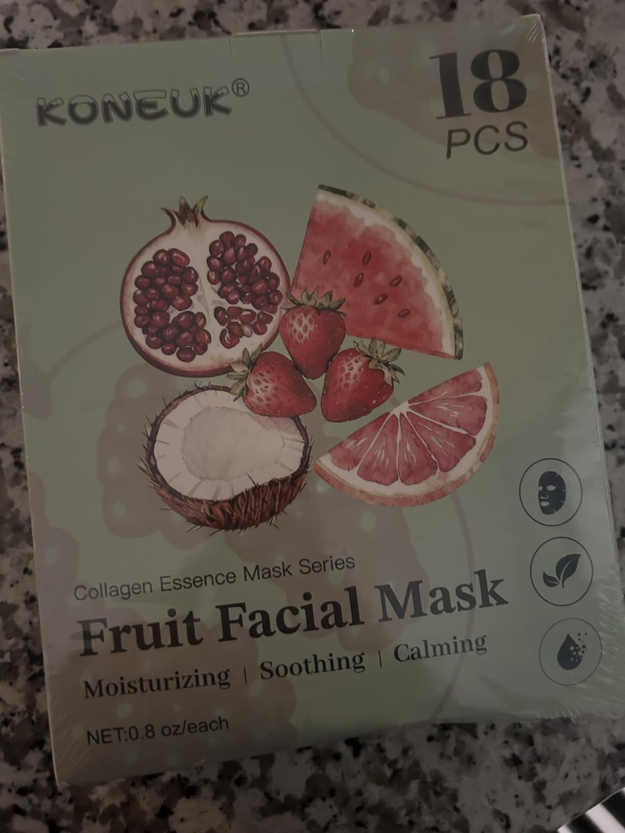 KONEUK 18 Pack Fruit Shaped Face Masks Skincare, Collagen Hydrating and Moisturizing Sheet Face Mask Skin Care, Bulk , Spa Party Gifts, Teacher Gifts and Nurses Week Gifts