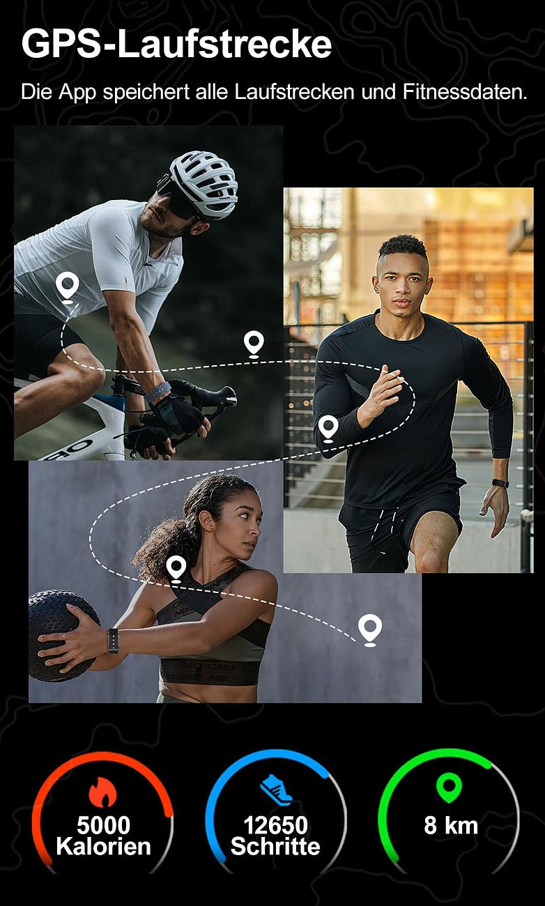 Newgen Medicals Smart Band: Smartes Fitnesstracker-Armband mit App, 150 mAh, bis 20 Tage, IP68 (Fitnesstracker ohne Display, Schrittzähler Armband unauffällig, Gadget)