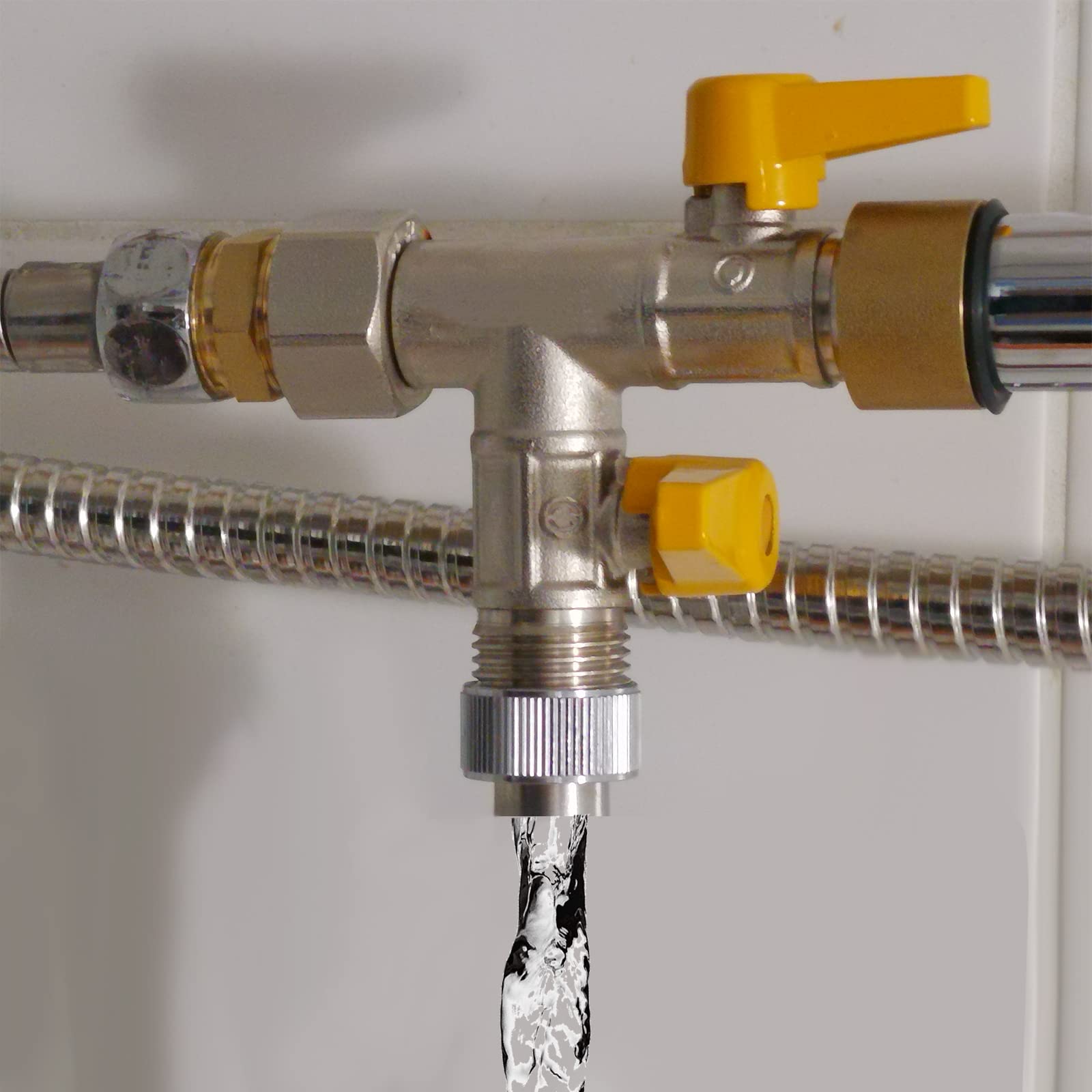 Jomdjmskes Douche-omsteller, doucheventiel, G1/2 omstel, 3-weg kraan, massief messing, omstelventiel, universele adapter voor handdouche en vaste douchekop