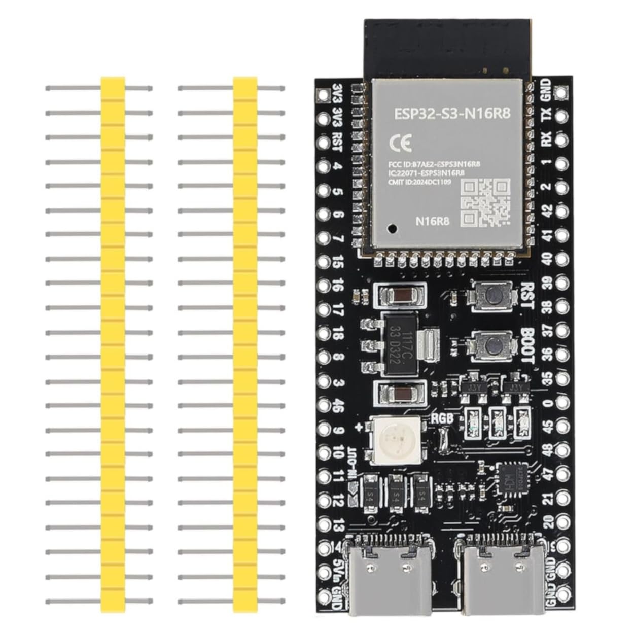 VIREXON ESP32-S3 N16R8 Development Board Dual Type-C, 16MB Flash 8MB PSRAM, WiFi Bluetooth 5 USB-OTG, Dual-Core 240MHz Microcontroller for IoT, Robotics, AI, Arduino IDE & MicroPython-picture-31
