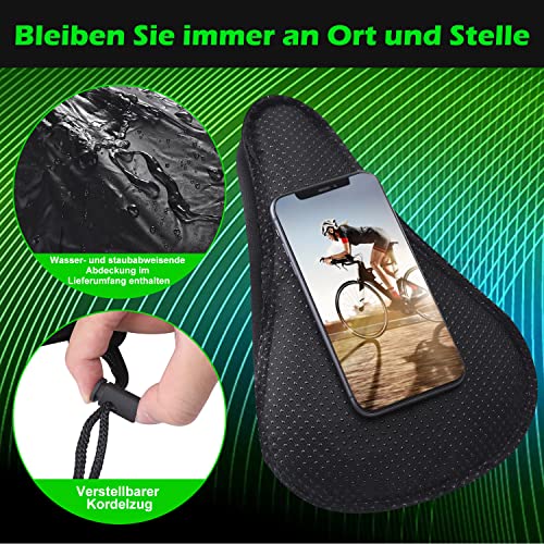 Zacro Sattelbezug Gelüberzug für den Fahrradsitz Indoor Cycle Sattelbezüge mit wasserdichter Sattelschutz Polstersattelüberzug Perfekte für Männer, Frauen und Kinder schwarz, 28cm x 19cm