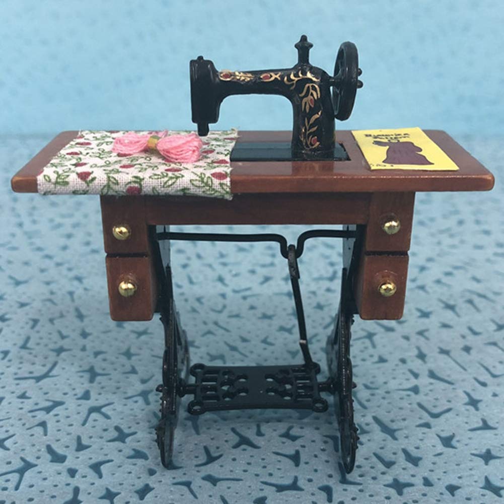 Deryang Miniature Exquisite Workmanship Harmless 1:12 Sewing Machine, Doll House Furniture Toy