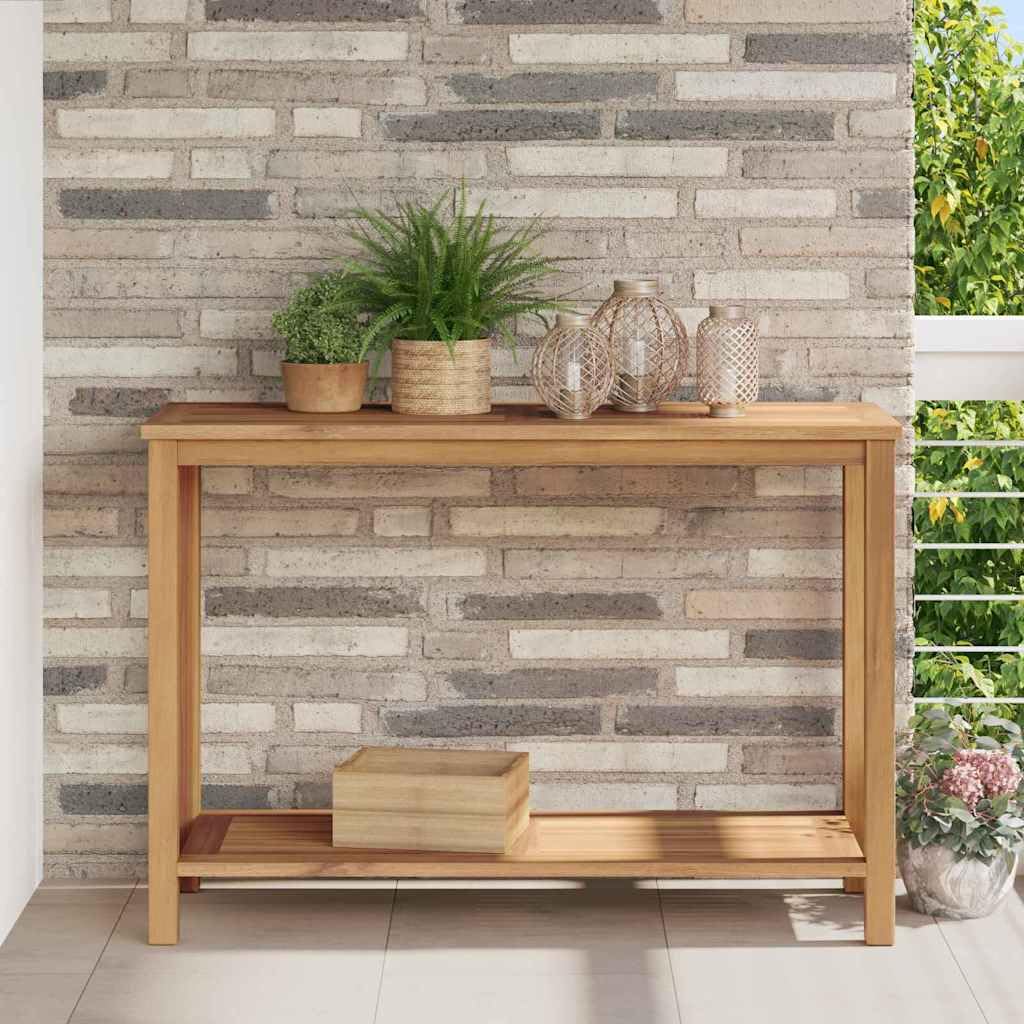 SXZenSpace Outdoor Console Table Brown 110 x 40 45 cm Solid Teak Wood Modern Patio Bistro Design with Storage Shelf Weather-Resistant for Garden Terrace and Balcony