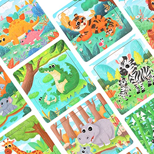 GRINNNIE Puzzle de 12 Piezas de Madera para Niños de 3 a 7 Años, Rompecabezas Montessori con Animales del Bosque, Juego Educativo para Viaje miniatura 6