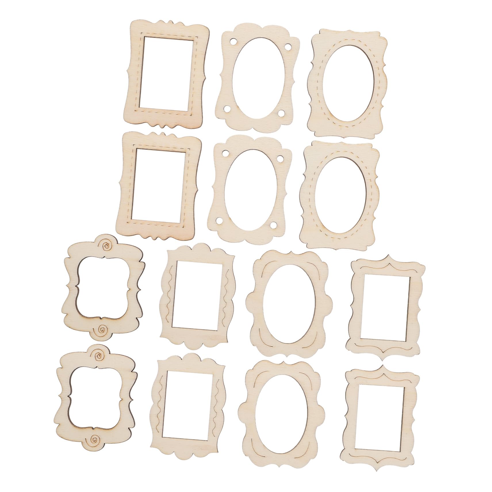 KALLORY 40pcs DIY Wood Picture Frame Pendants Unfinished Hollow Frames for DIY Crafts Bulk Random Style