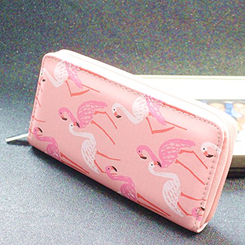 Timlee Cute Flamingo Wallets Long Purse For Girls Women Unicorn Zipper Wallet Christmas Gift(Flamingo Pink)4