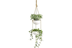 Mkono Elegant Hanging Ceramic Planter - Tiered Plant Haven for Indoor and Outdoor Gardens