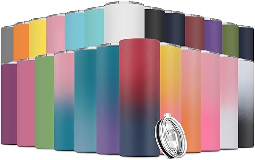 Deitybless Vaso delgado de acero inoxidable de 20 onzas, vasos aislados de doble pared con tapa, vaso para agua, vaso delgado de viaje al vacĂo para Deitybless Vaso delgado de acero inoxidable de 20 onzas, vasos aislados de doble pared con tapa, vaso para agua, vaso delgado de viaje al vacĂo para