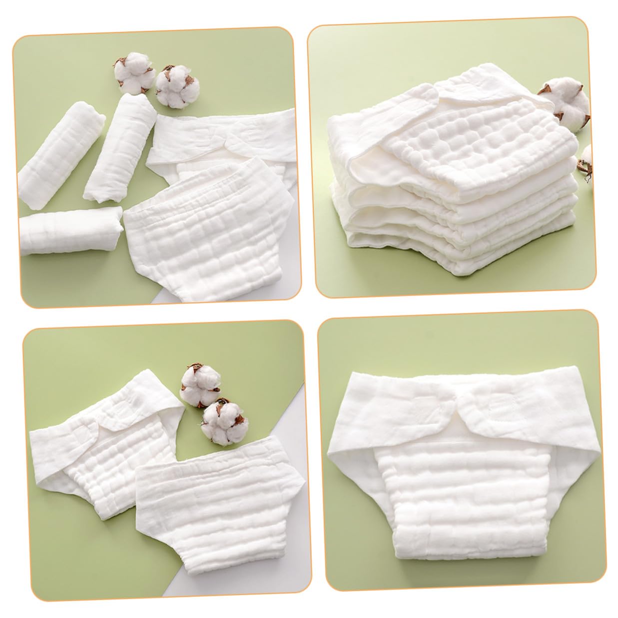 Pañal de Tela Reutilizable para Ñiño, Algodón Blanco, 5 Piezas