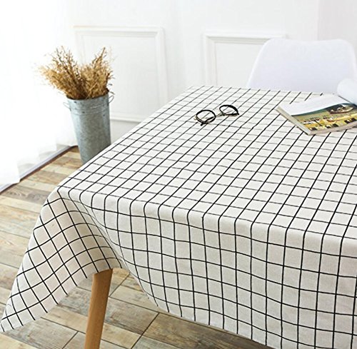 LD&P Classic cotton linen tablecloth rectangular table tablecloth party picnic life decoration desktop cover tablecloth,white,140*240cm